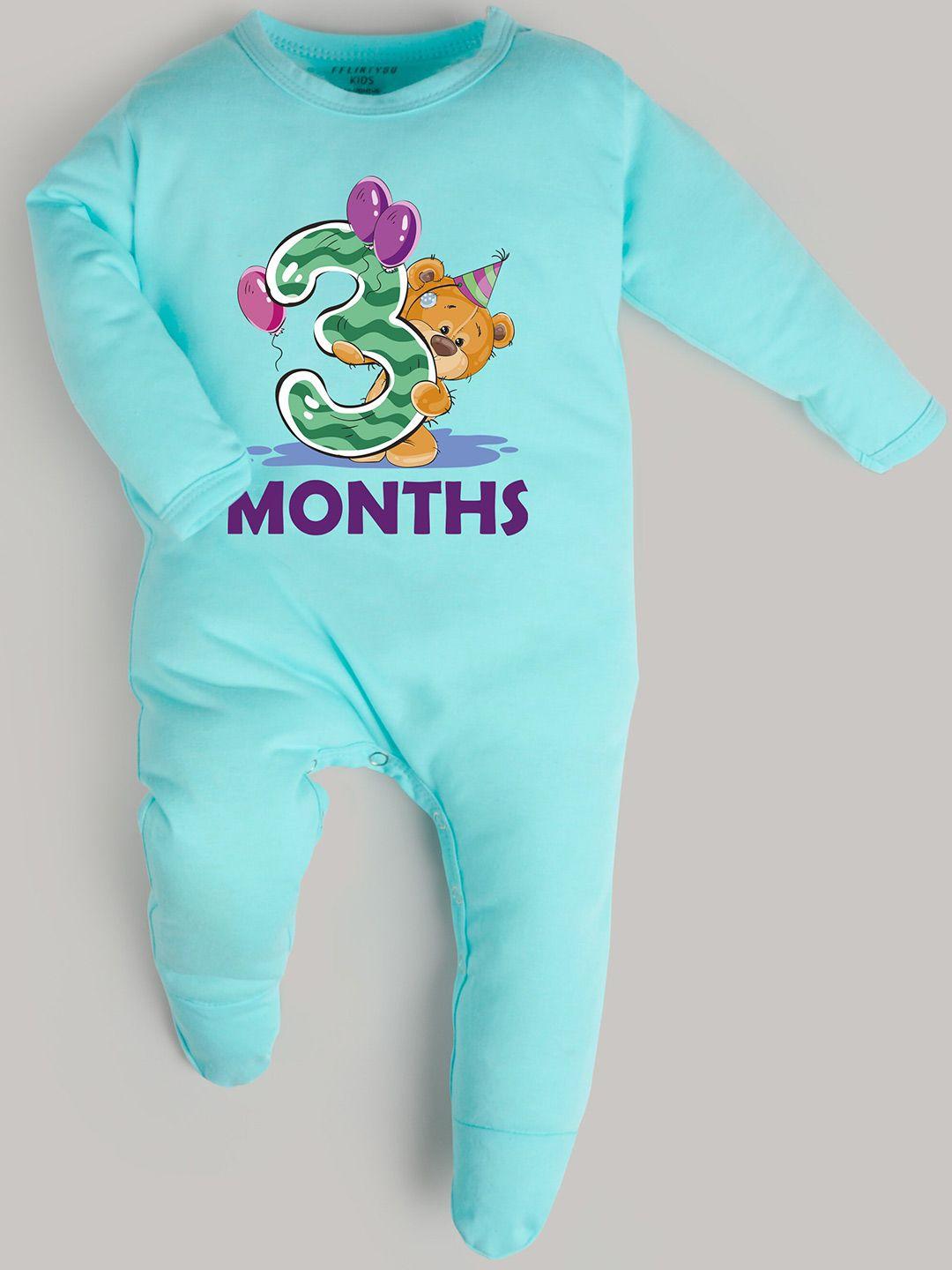 fflirtygo kids turquoise blue & green printed basic jumpsuit