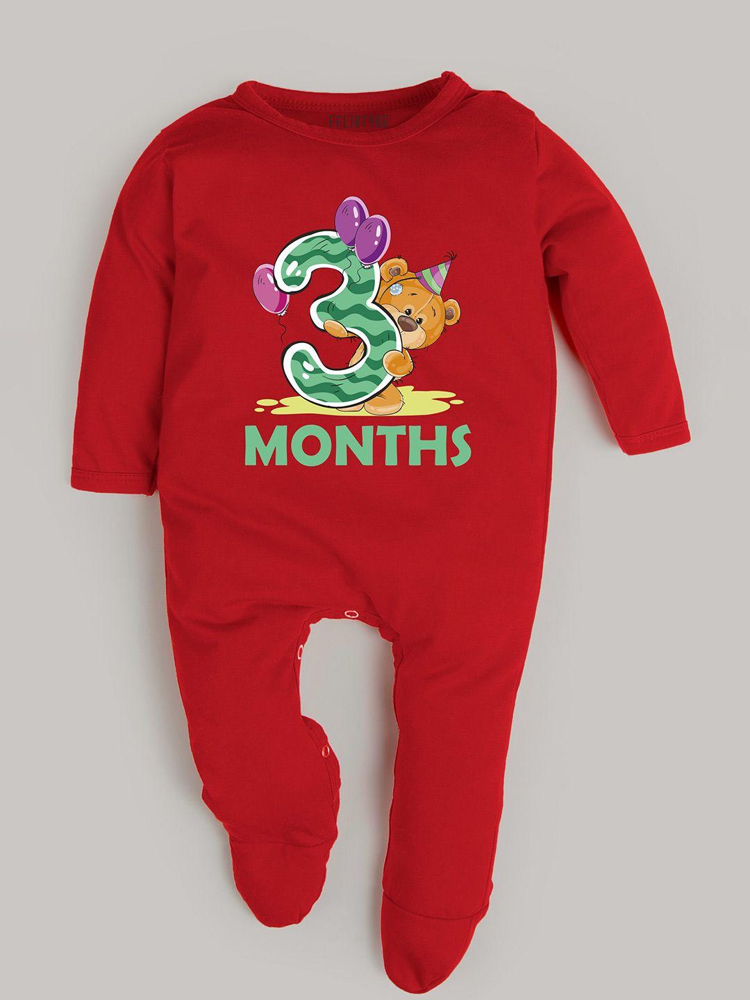 fflirtygo unisex kids red & green printed basic jumpsuit