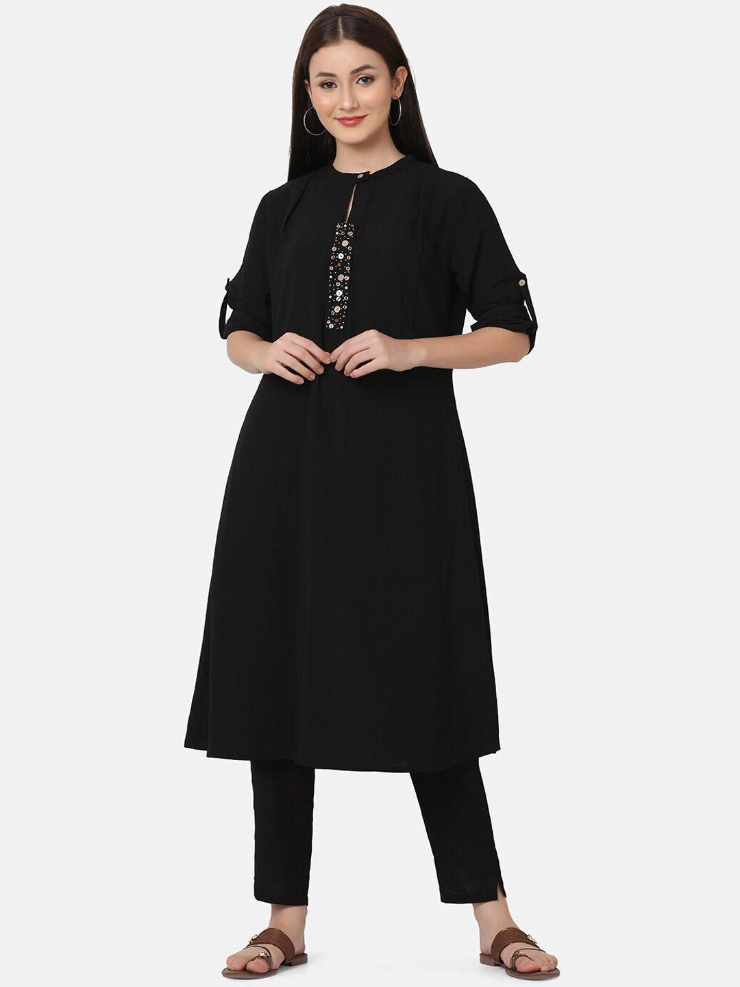 ffu band collar a-line kurta with trousers