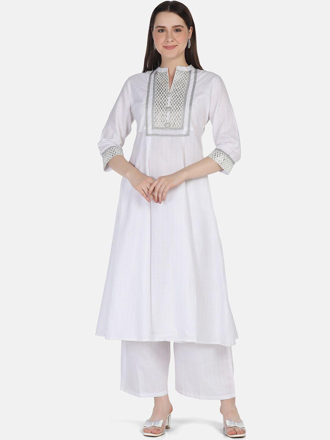 ffu ethnic motifs yoke design a-line thread work kurta with trousers