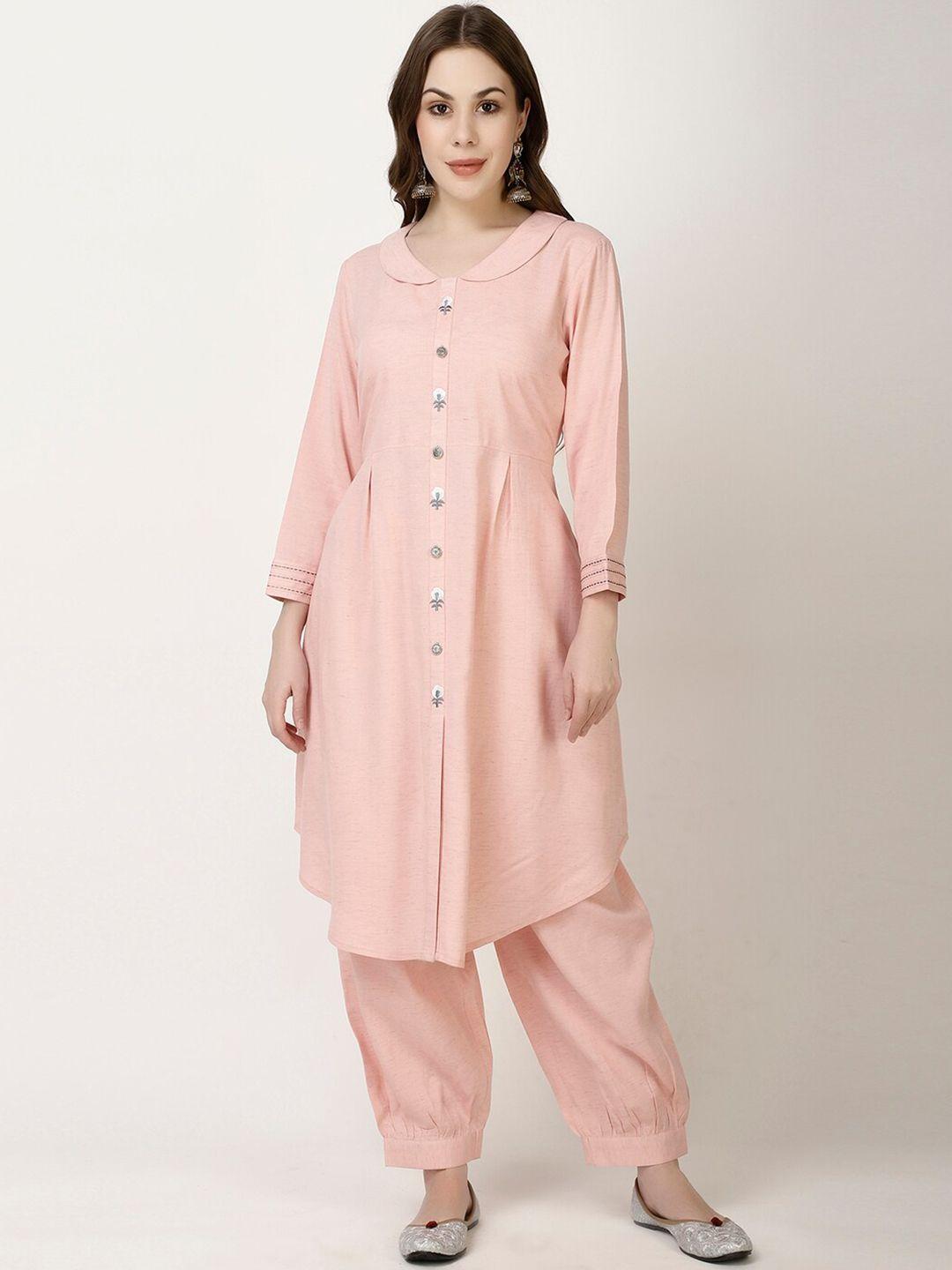 ffu round neck pleated regular kurta with trousers