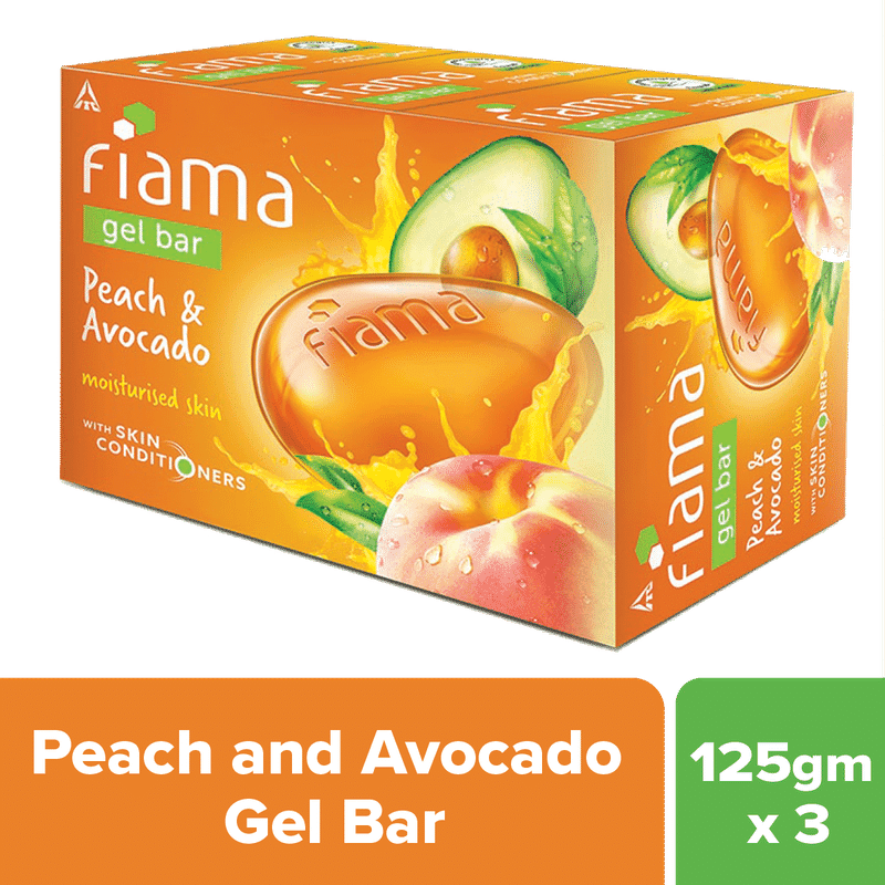 fiama peach & avocado gel bar with skin conditioners moisturised skin buy 3 get 1 free