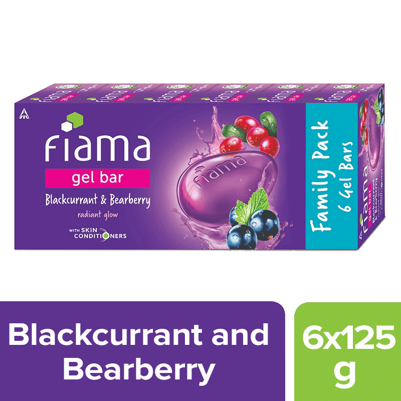 fiama gel bar blackcurrant and bearberry (pack of 6)