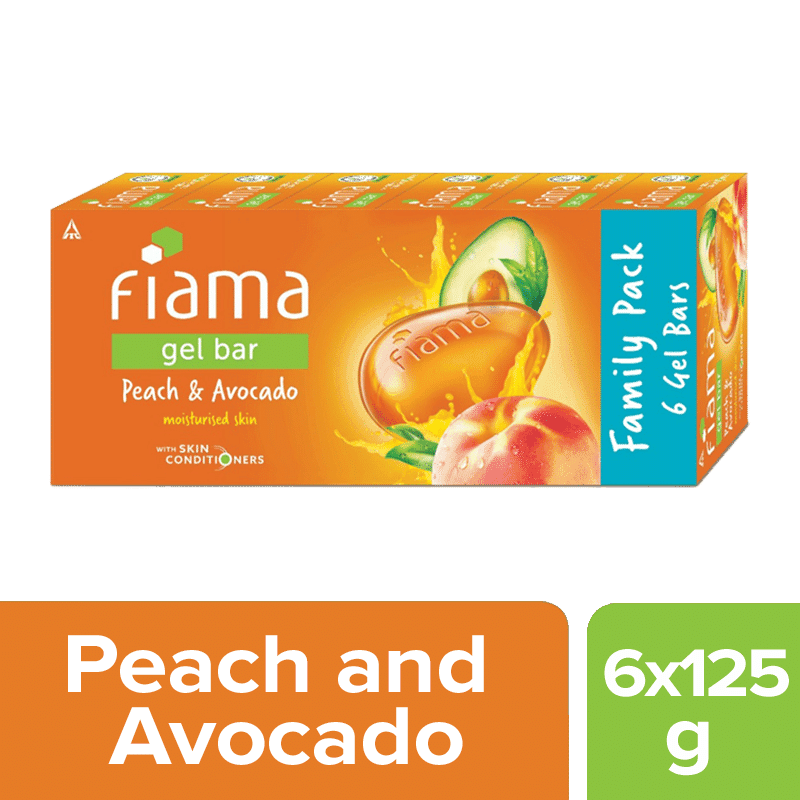 fiama gel bar peach and avocado (pack of 6)