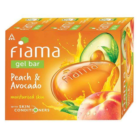 fiama gel bar peach and avocado for moisturized skin, with skin conditioners, 125 g soap (pack of 3)