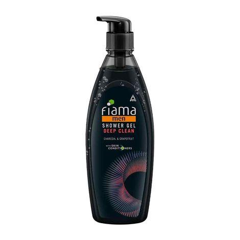 fiama men shower gel, deep clean with charcoal and grapefruit, skin conditioners for refreshed skin, bodywash 500ml bottle