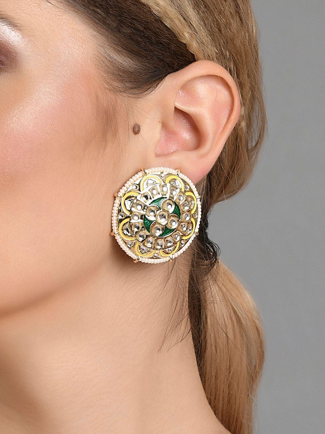 fida gold-plated contemporary studs earrings