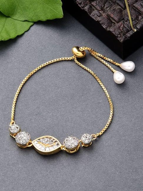 fida american diamond gold-plated evil eye bracelet for women