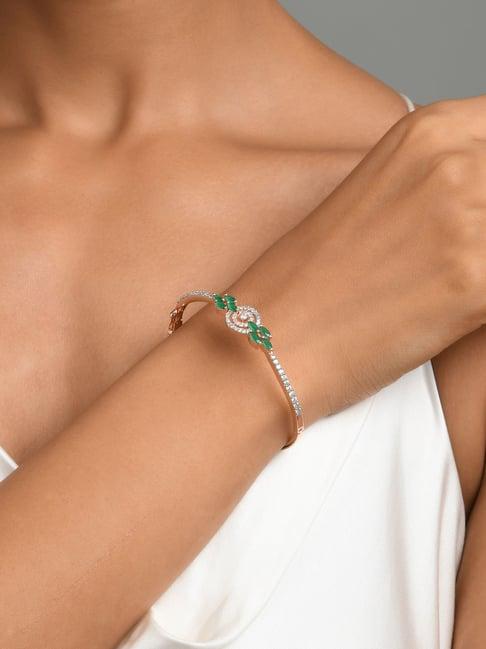 fida emerald american diamond rose gold-plated bangle-style bracelet for women