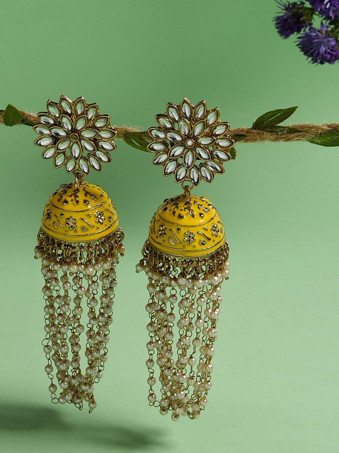 fida gold-plated contemporary jhumkas earrings