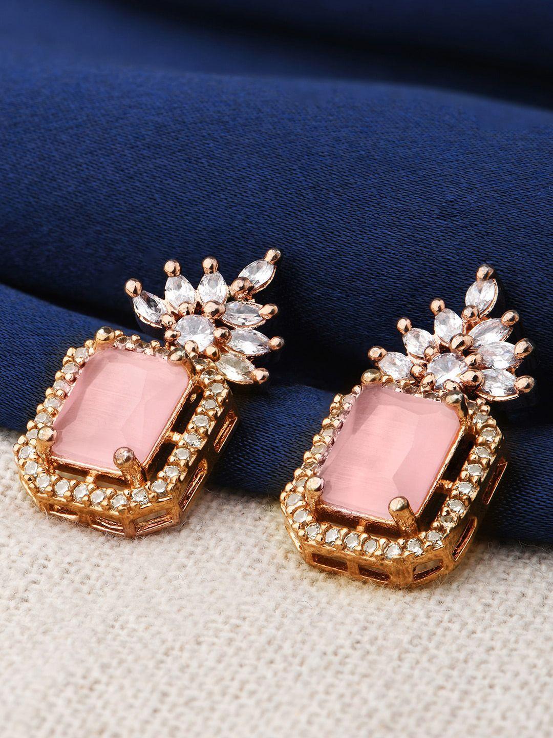 fida gold plated geometric studs earrings