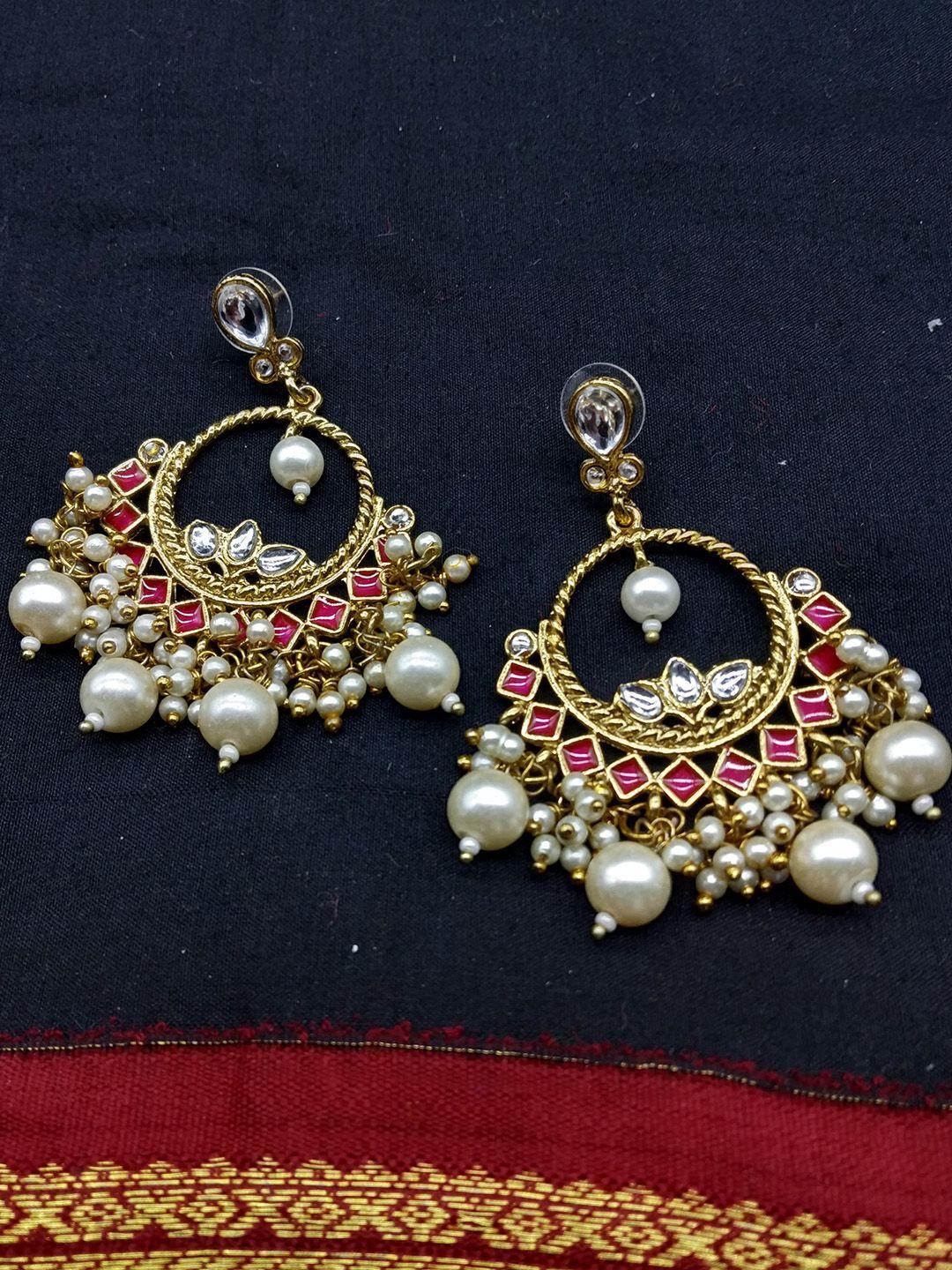 fida gold-toned & red circular chandbalis