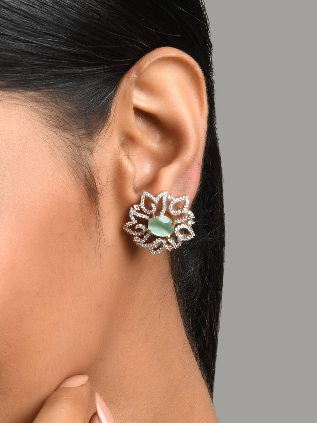 fida rose gold floral studs earrings