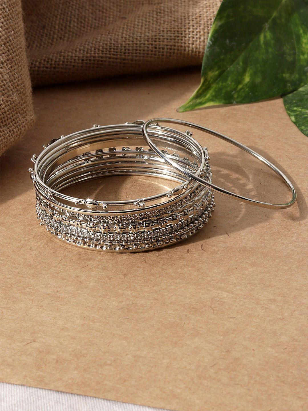 fida set of 10 oxidised silver-plated bangle set