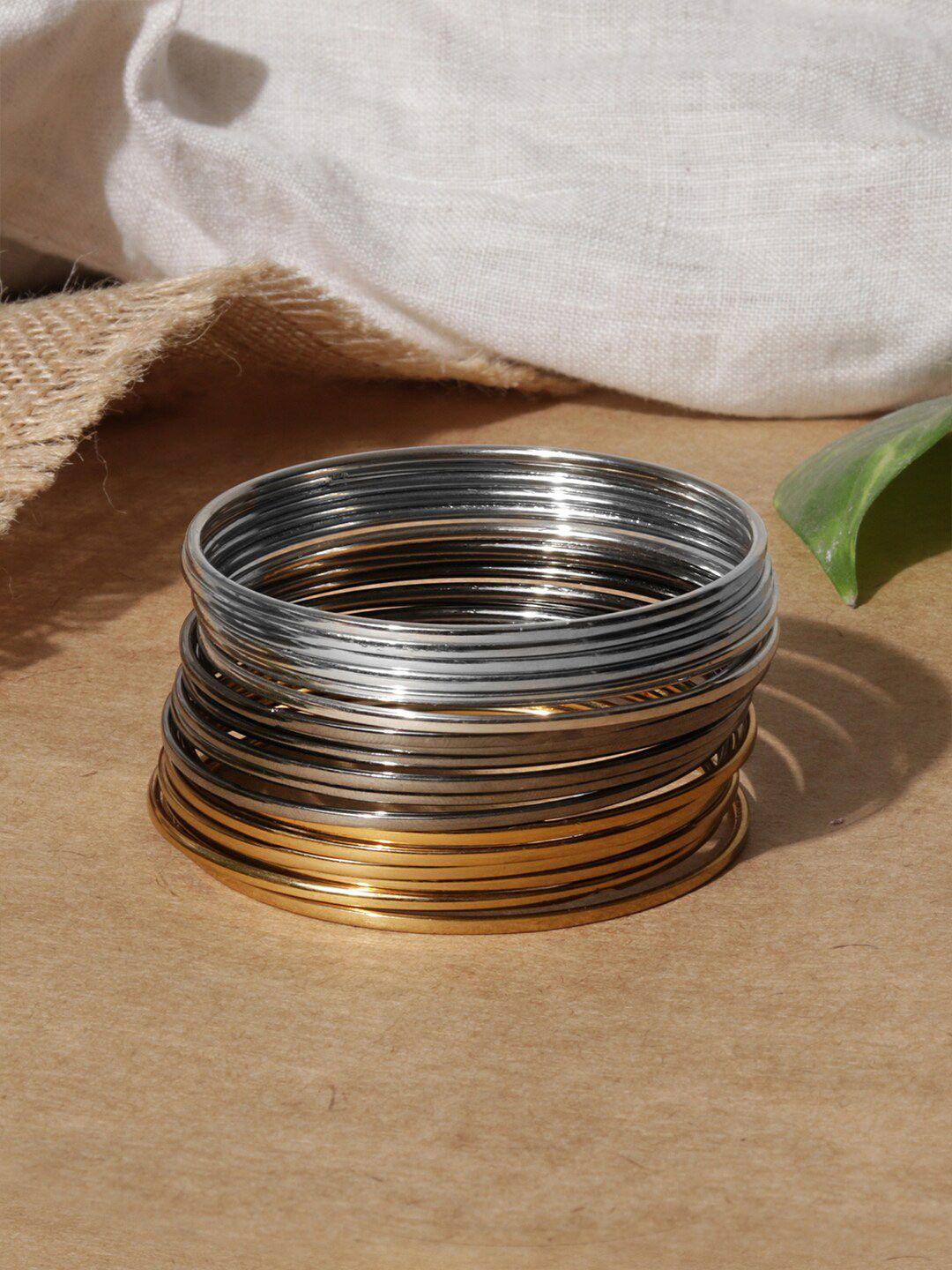 fida set of 18 gold-plated metallic-plated bangles