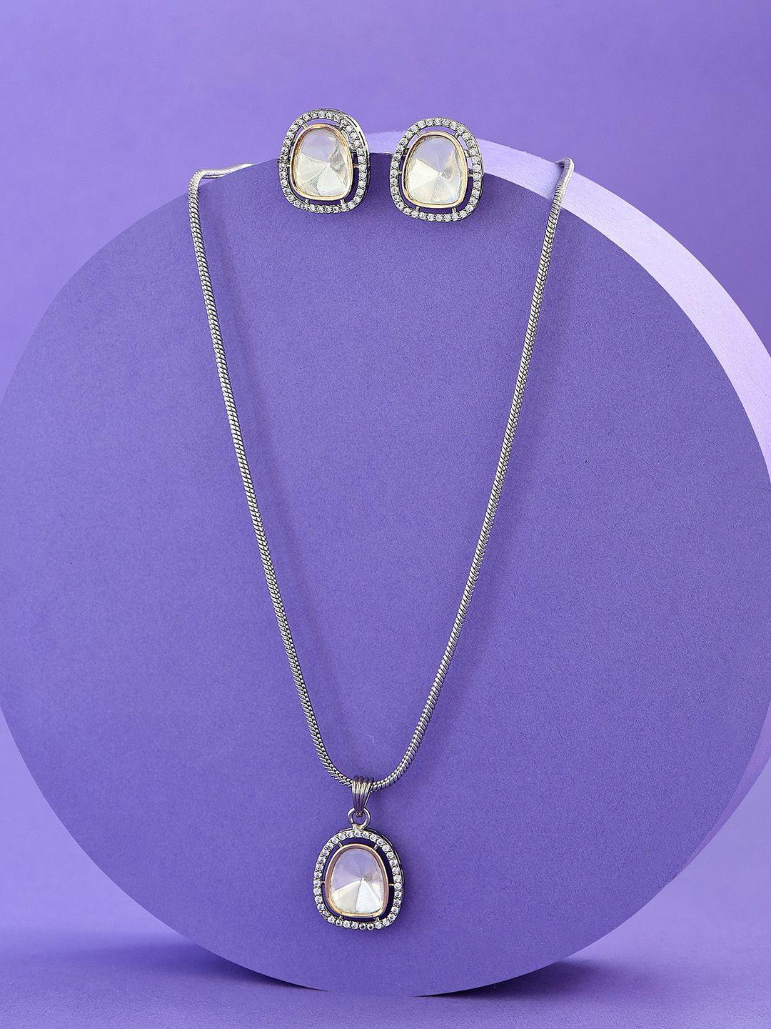 fida silver-plated american diamond-studded jewellery set