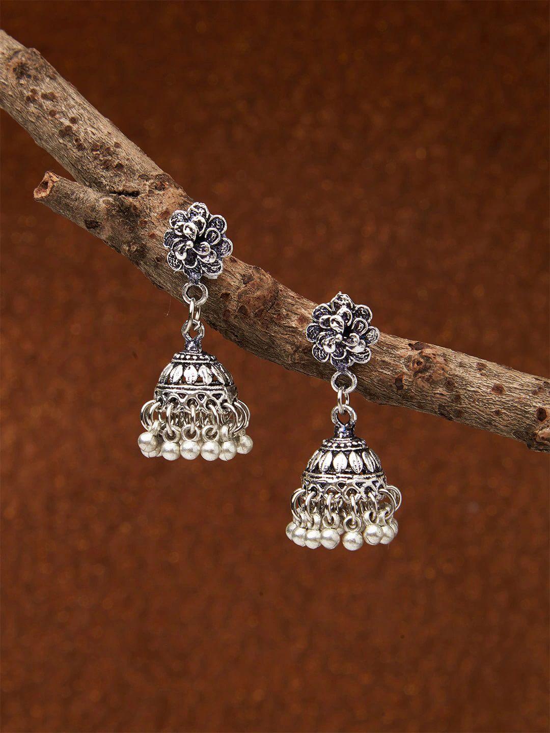 fida silver-plated dome shaped jhumkas