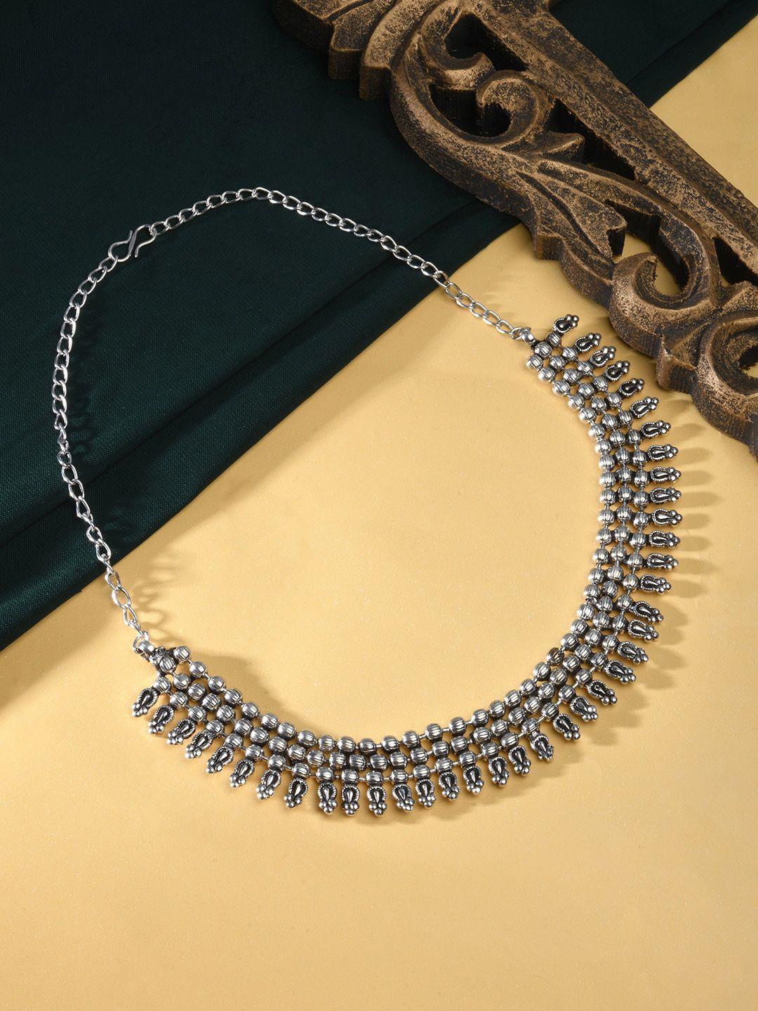 fida silver-plated oxidised ethnic necklace