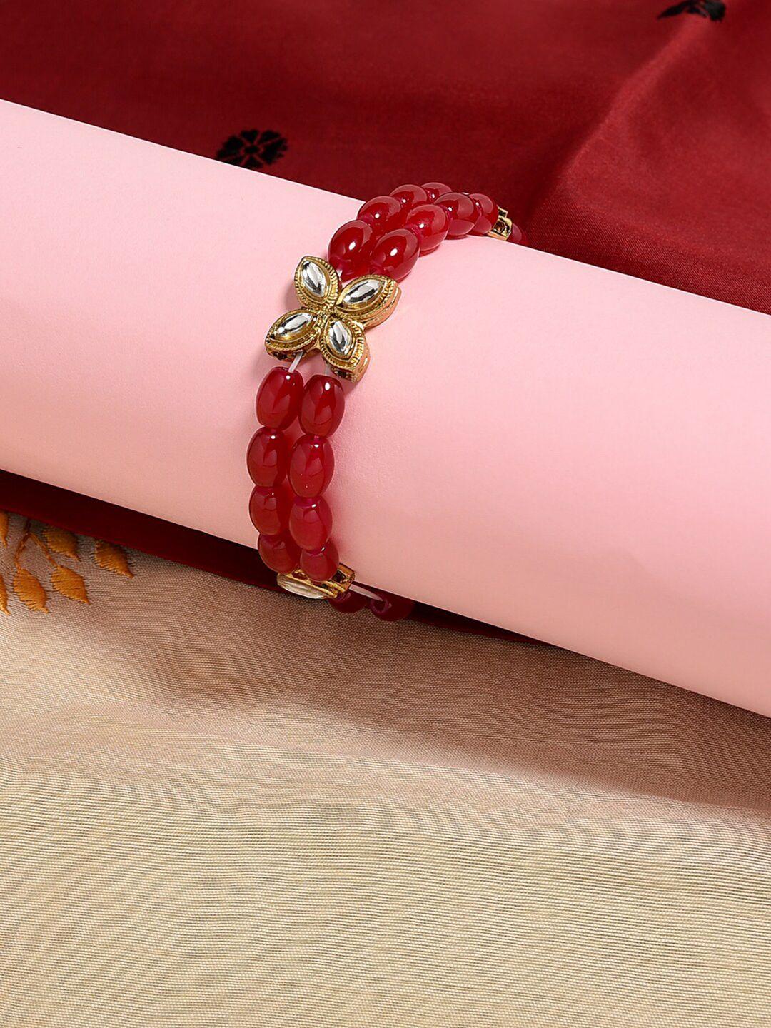 fida women red & gold-toned gold-plated bracelet