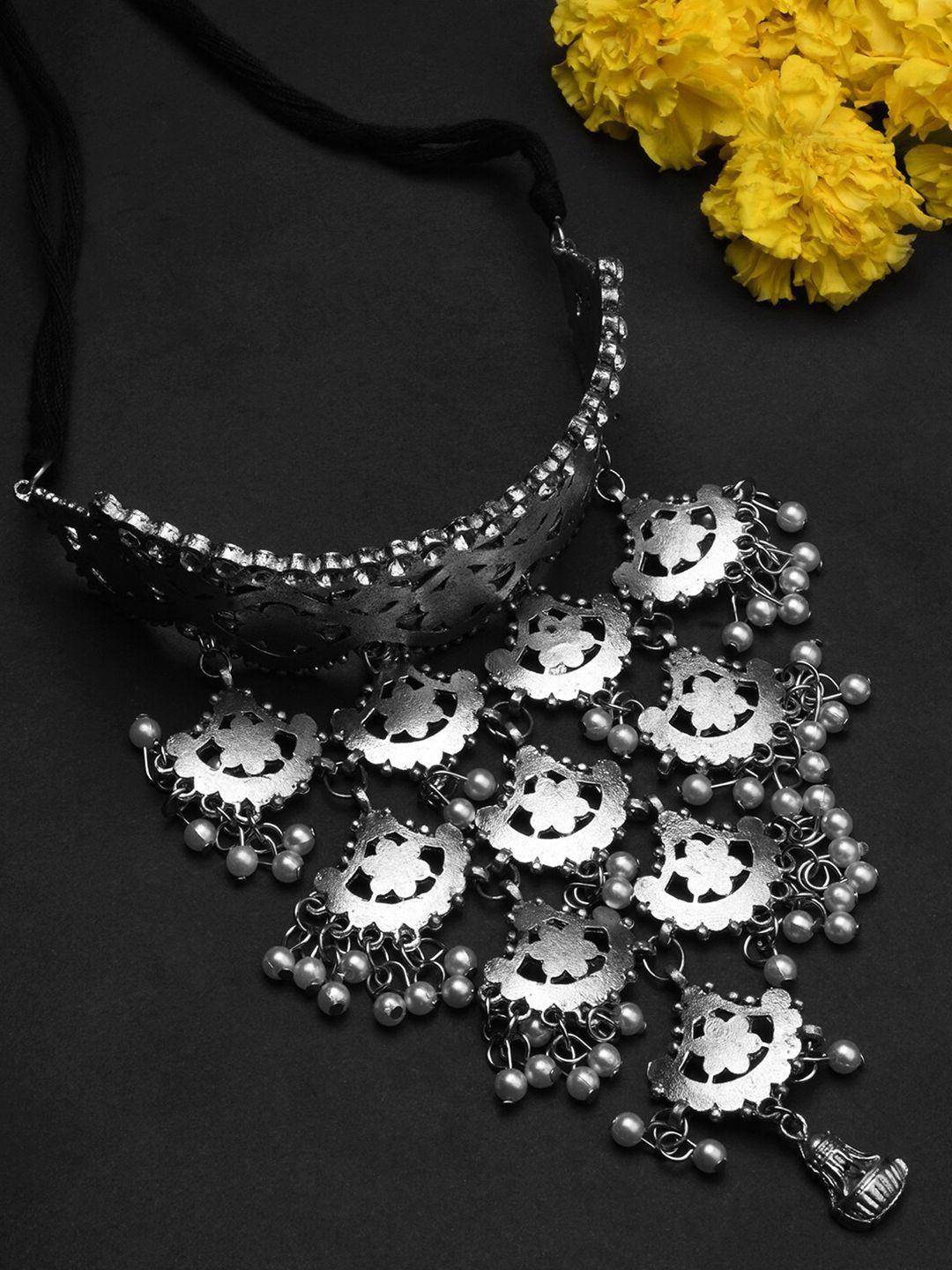fida women silver-toned silver-plated choker necklace