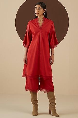 fiery red tencel tunic