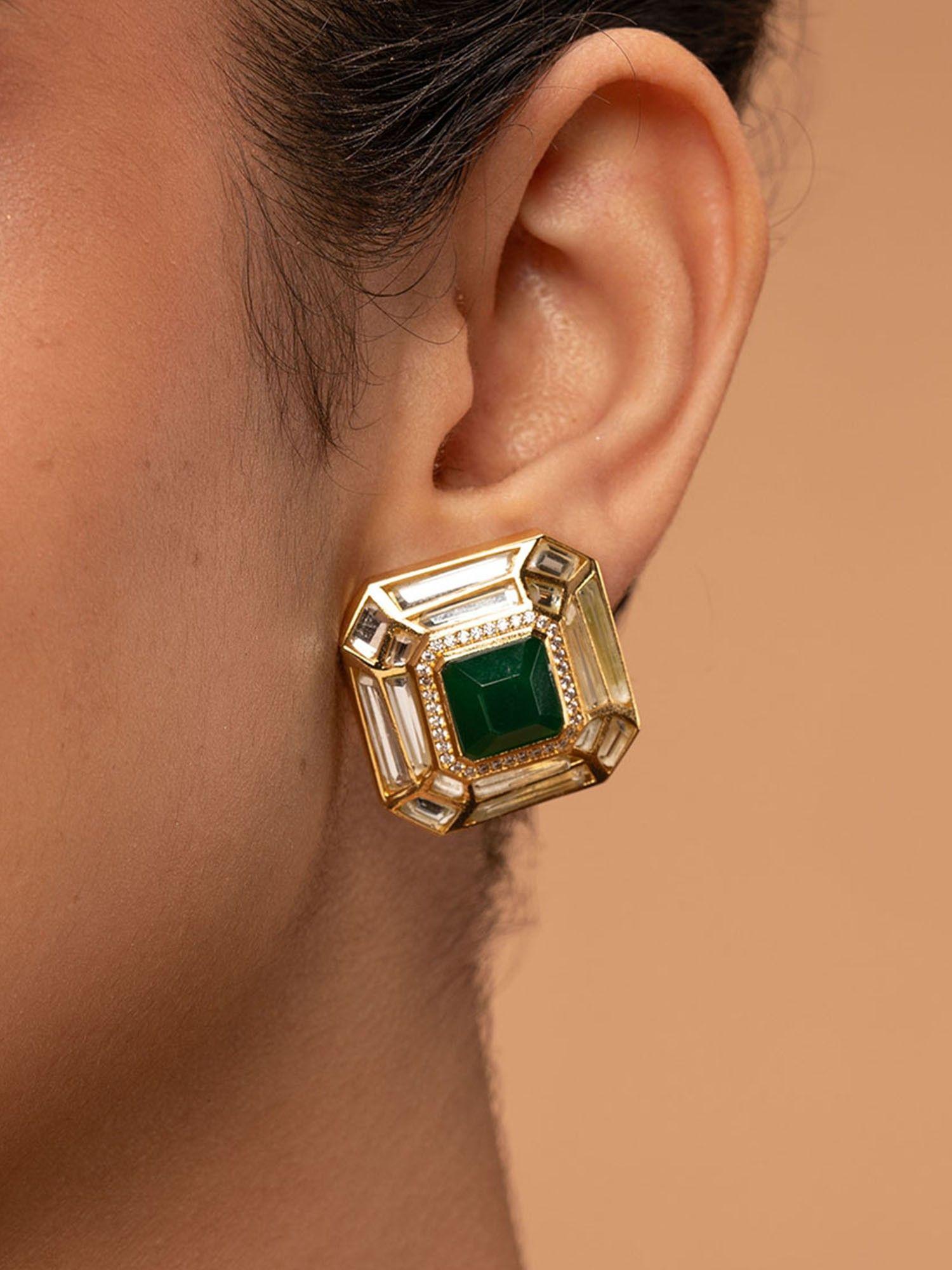 fiesta hydro emerald studs in 18kt gold plated