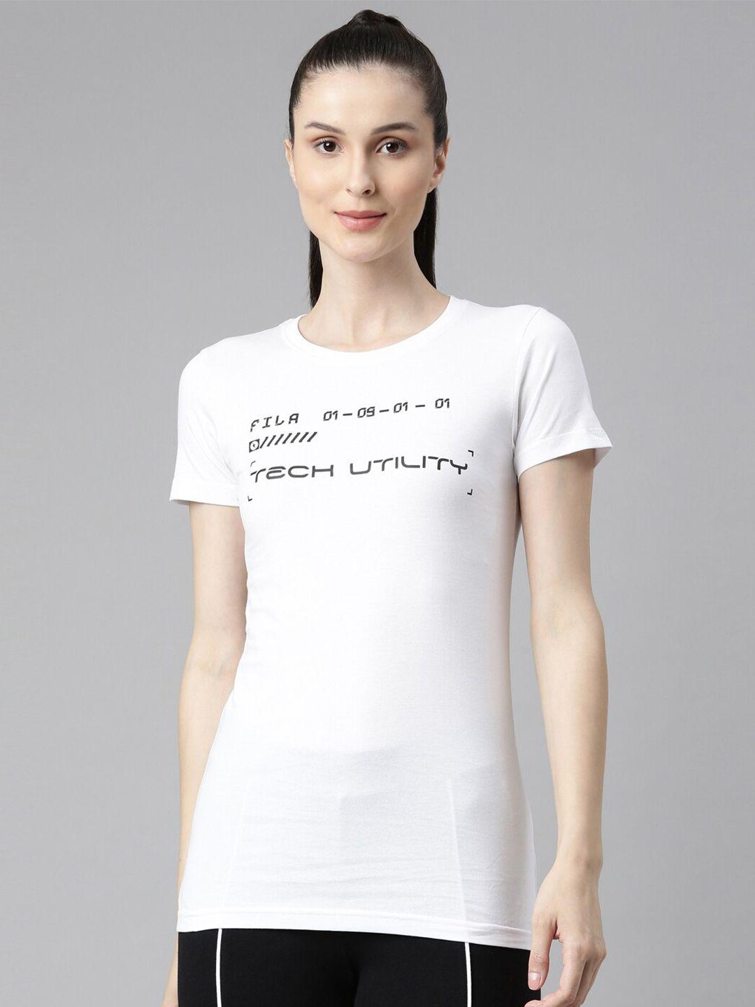 fila women white typography organic cotton t-shirt