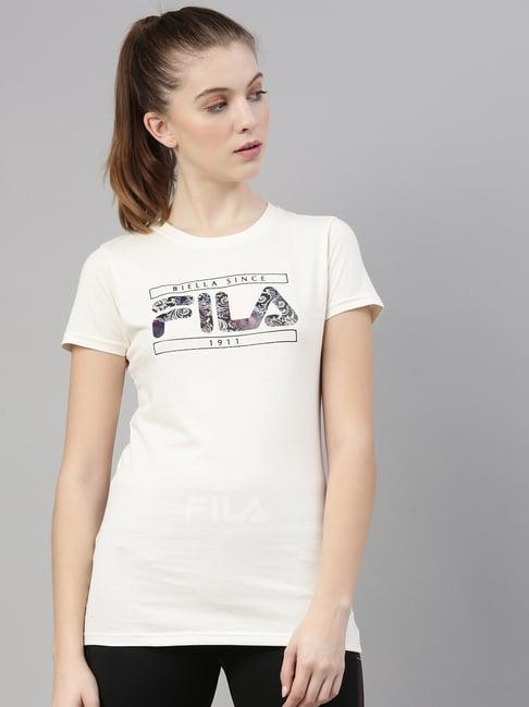 fila cream logo printed t-shirt