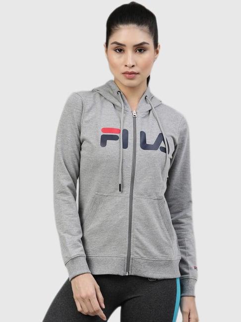 fila grey logo printed hoodie