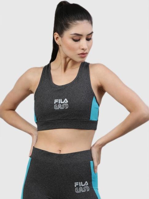 fila grey logo printed non padded bra