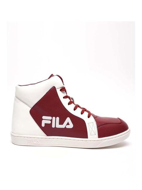 fila men's bruk red ankle high sneakers