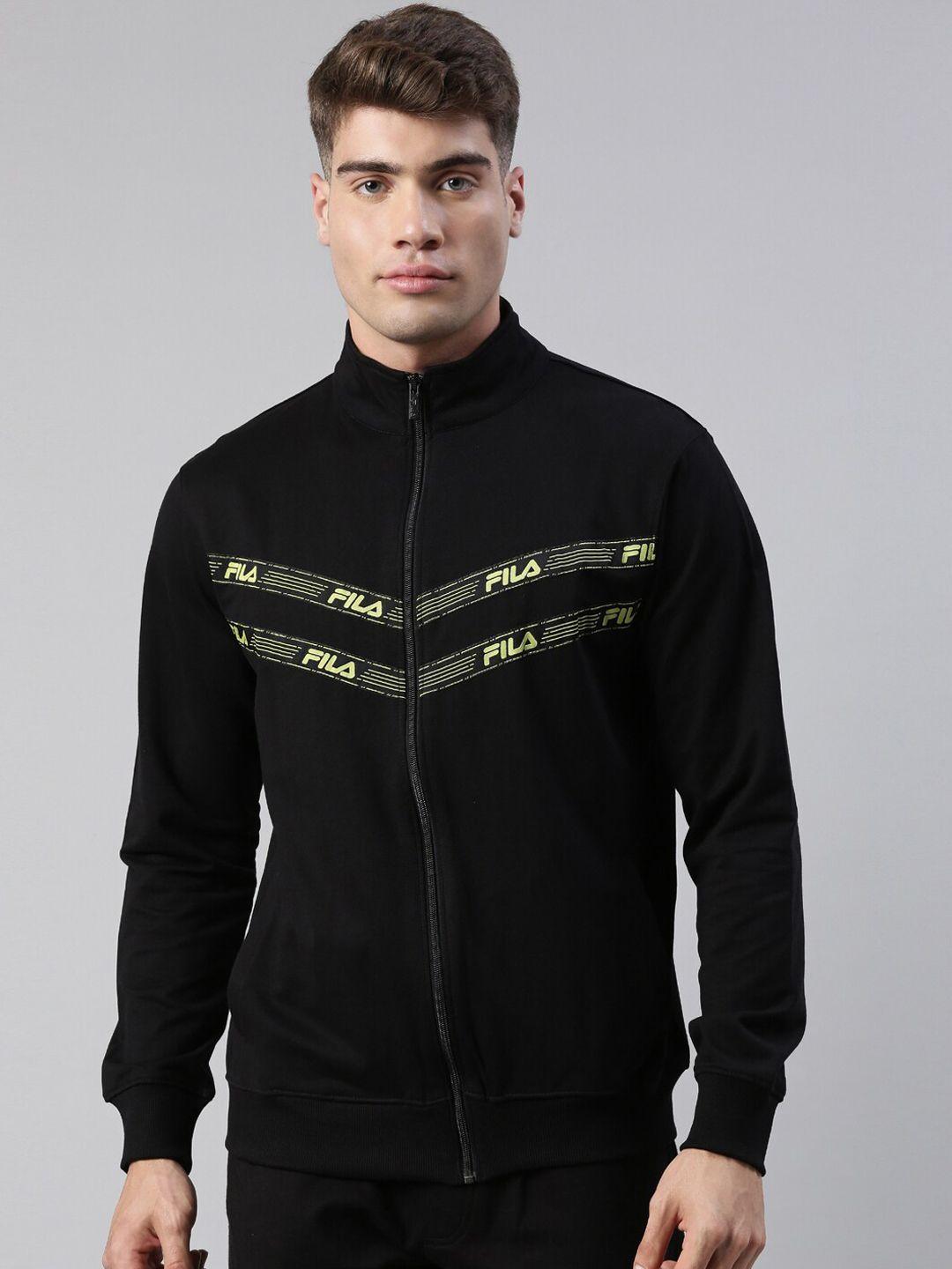 fila men black solid pigar sporty jacket