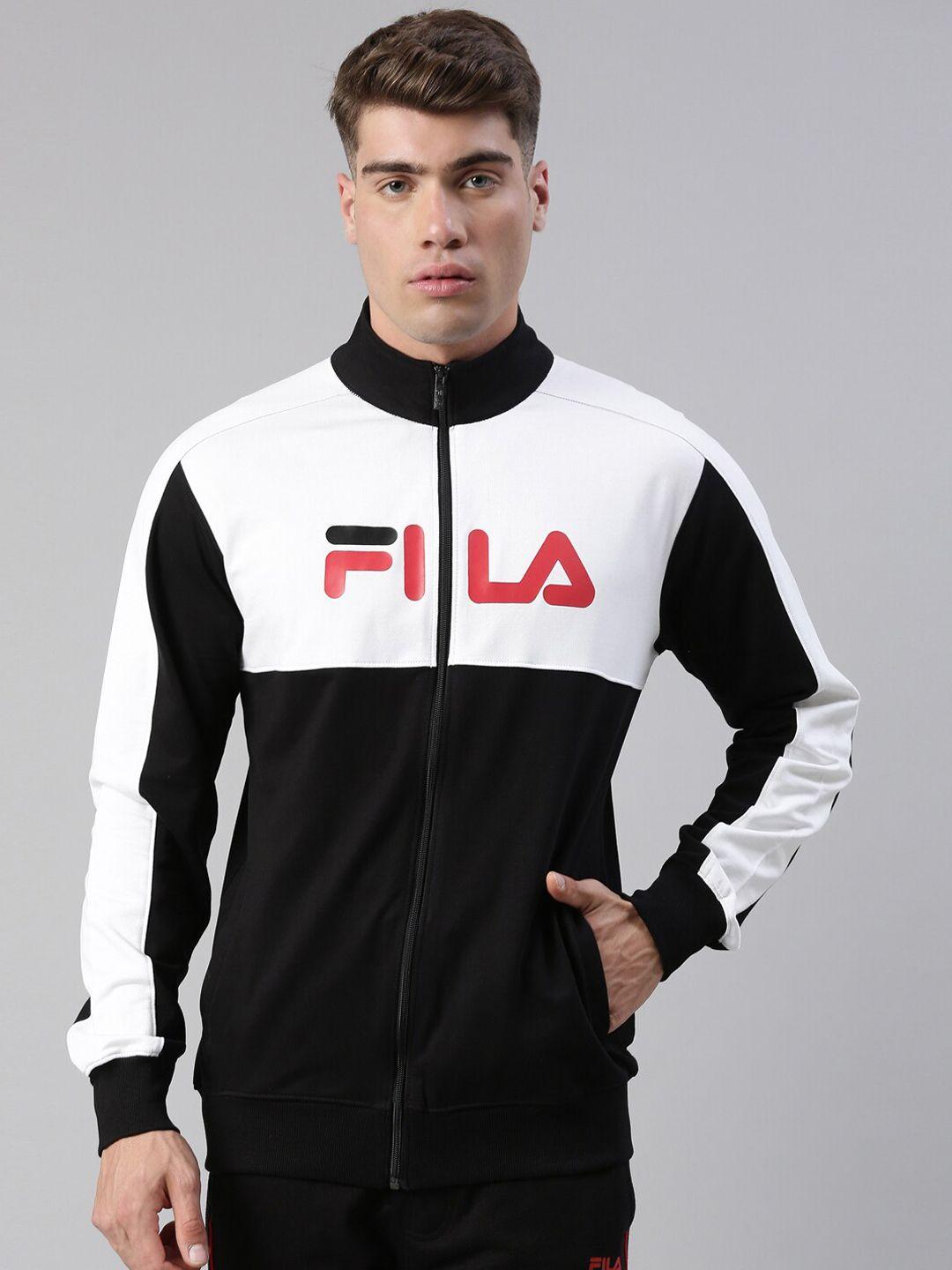 fila men black white colourblocked junaid jkt sporty jacket