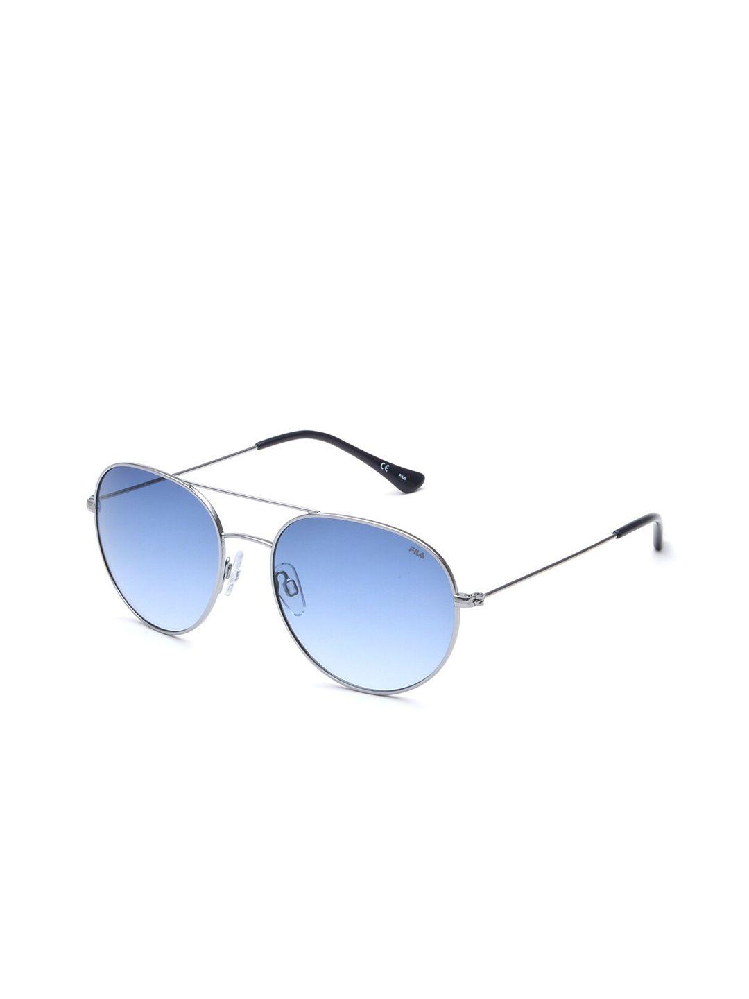 fila men blue lens & silver-toned round sunglasses with uv protected lens