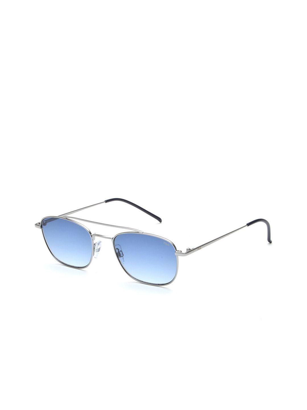 fila men blue lens & silver-toned square sunglasses with uv protected lens
