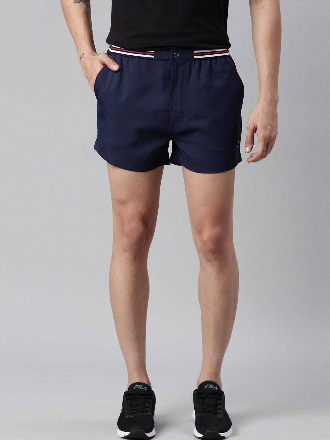 fila men blue sports solid shorts