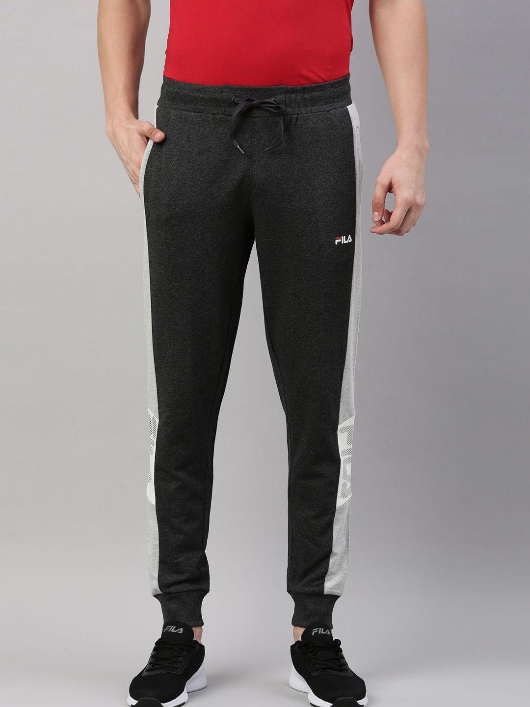 fila men charcoal grey solid joggers