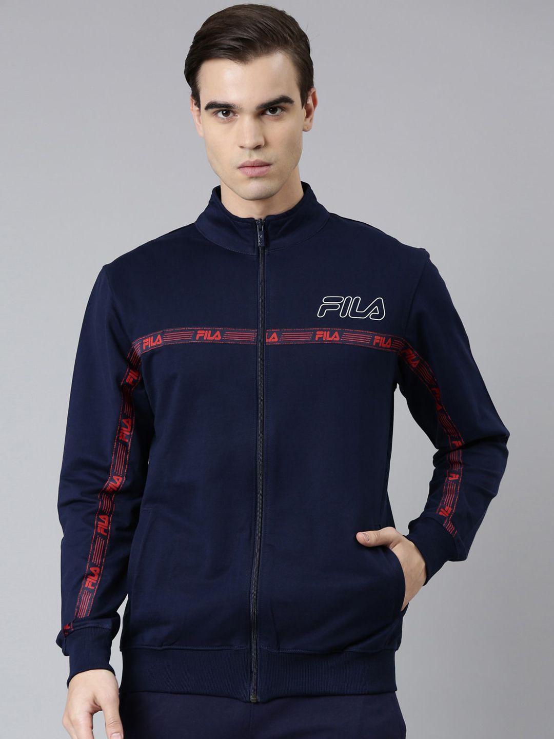 fila men cotton mock collar sporty jacket