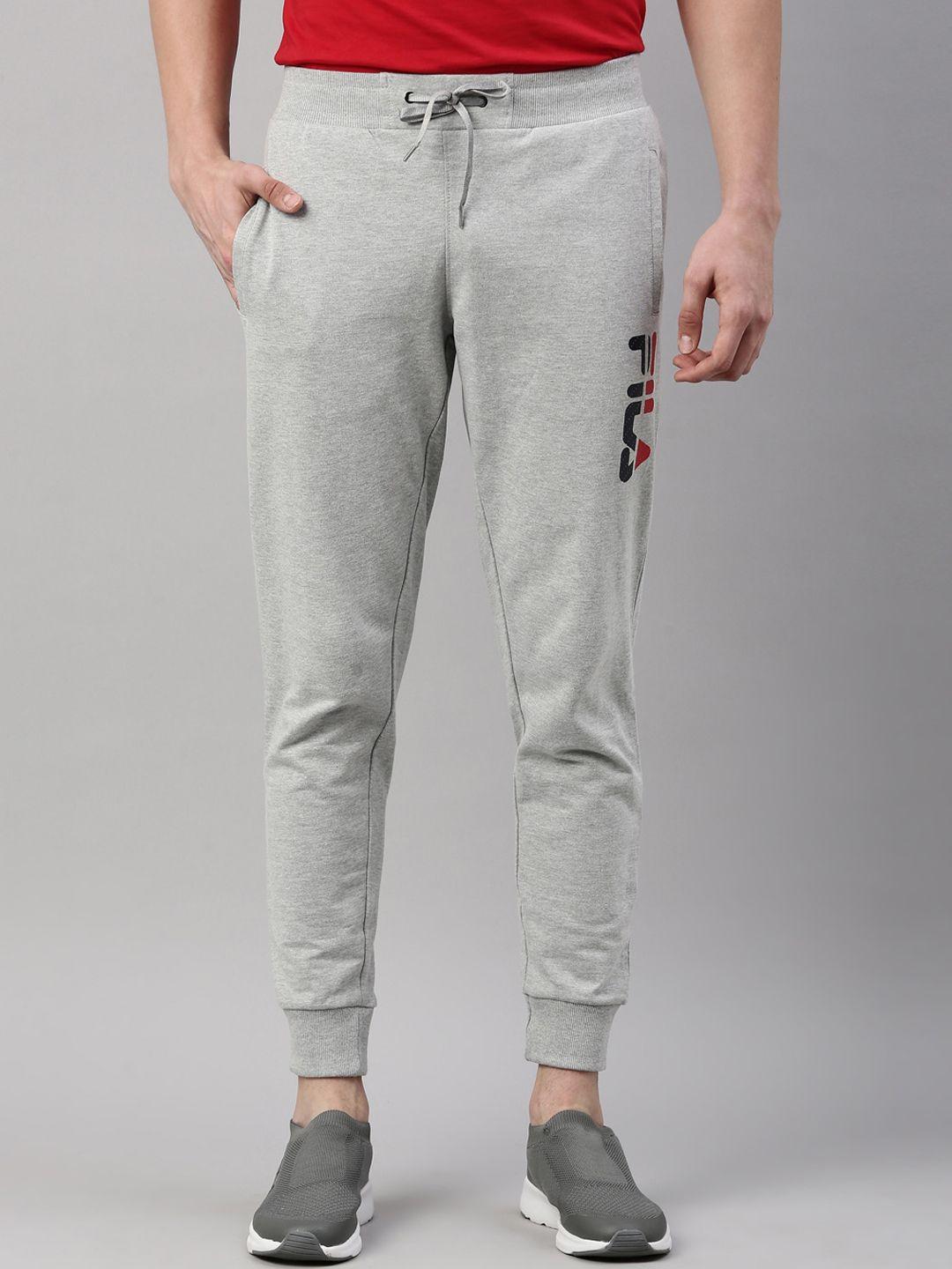 fila men grey solid cotton joggers