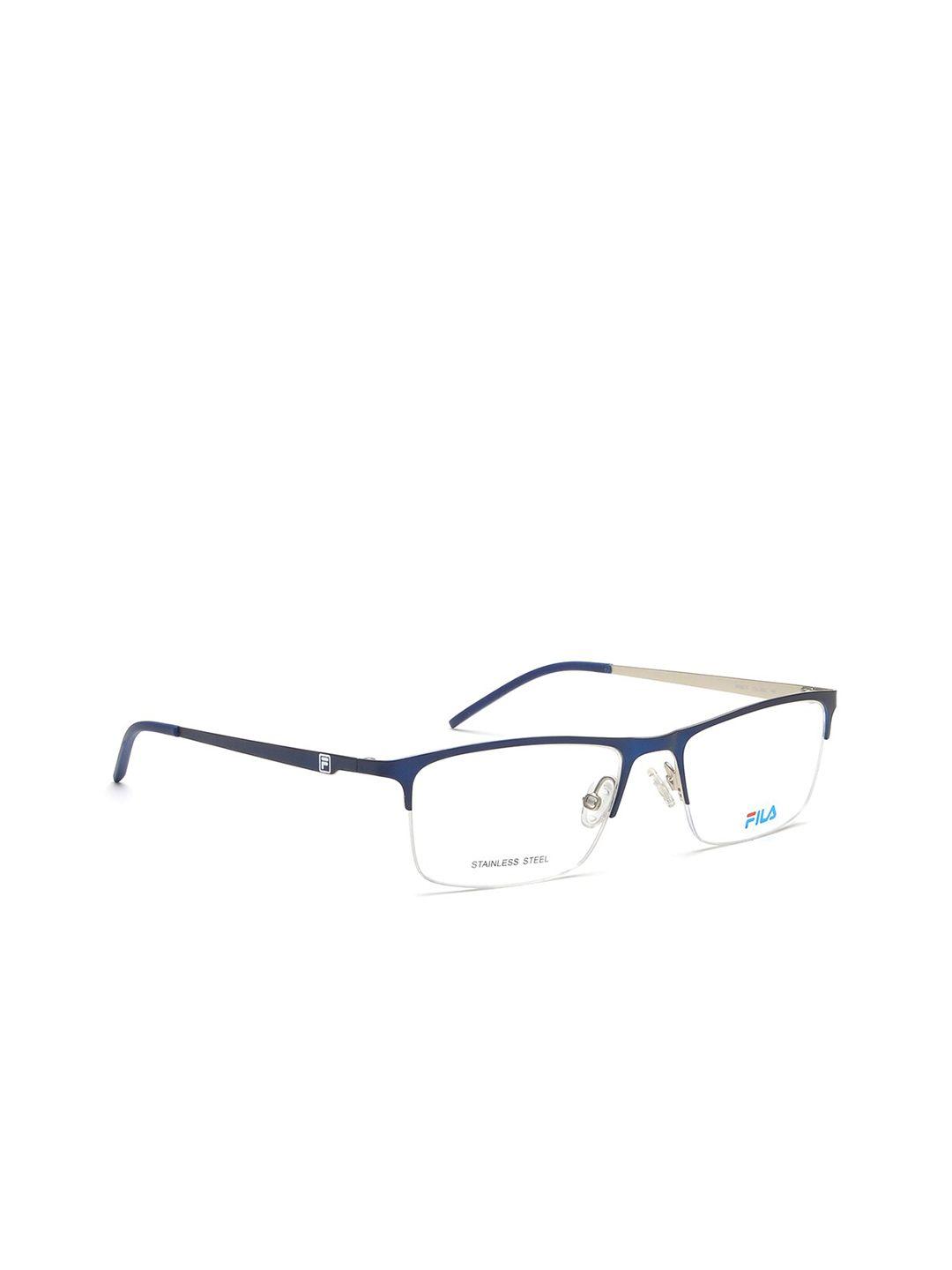 fila men white & blue half rim rectangle frames