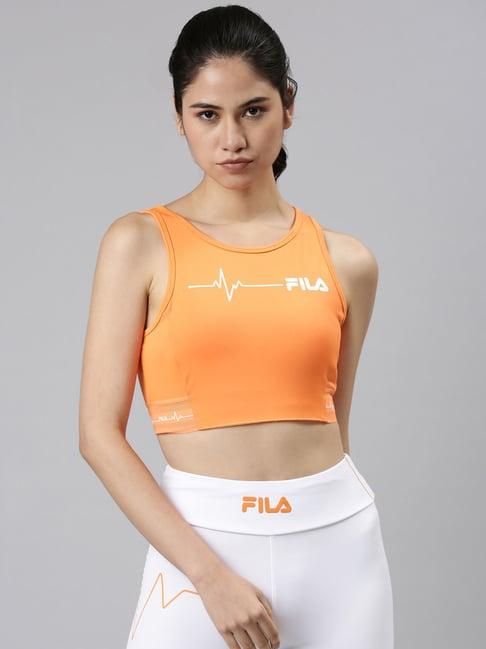 fila orange graphic print sports bra
