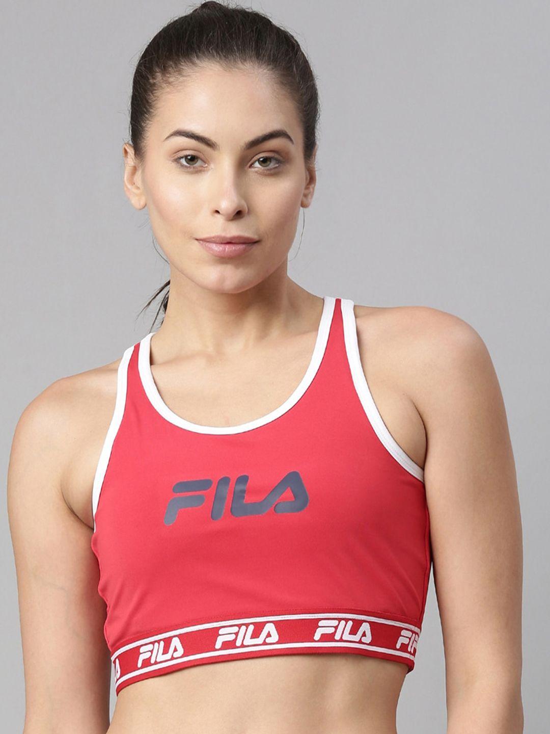 fila red & white non wired full covered workout bra