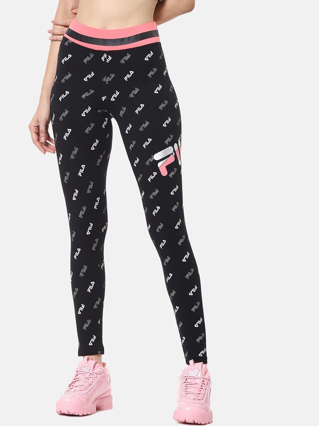 fila women black & white printed tights