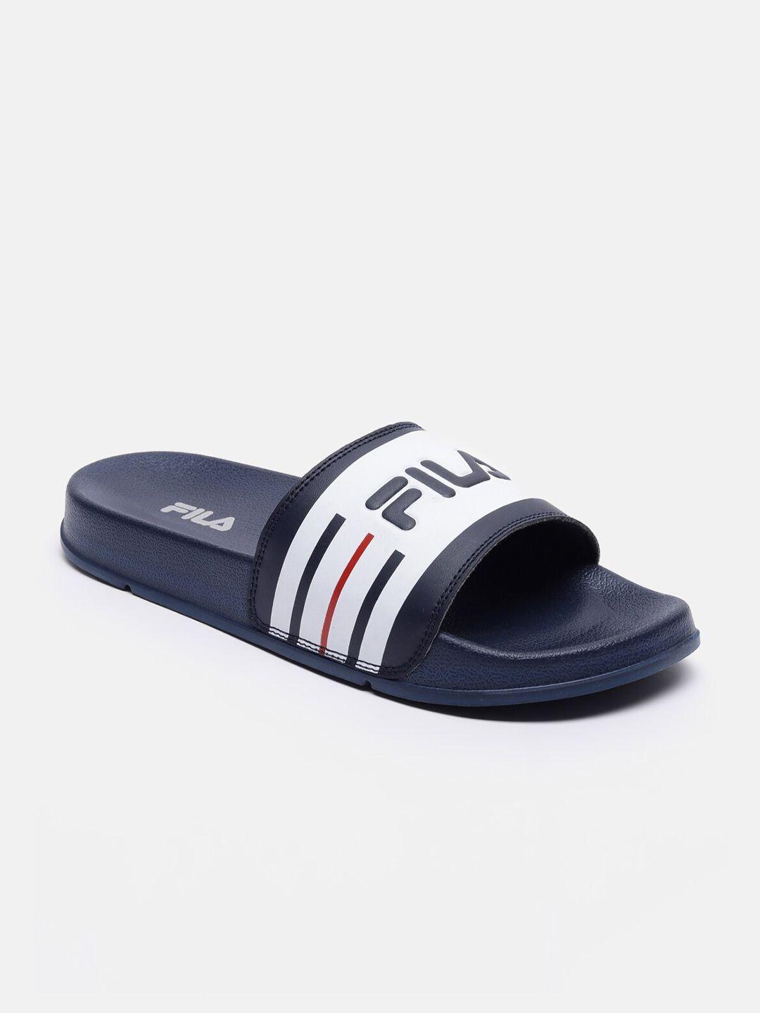 fila women blue & white printed sliders