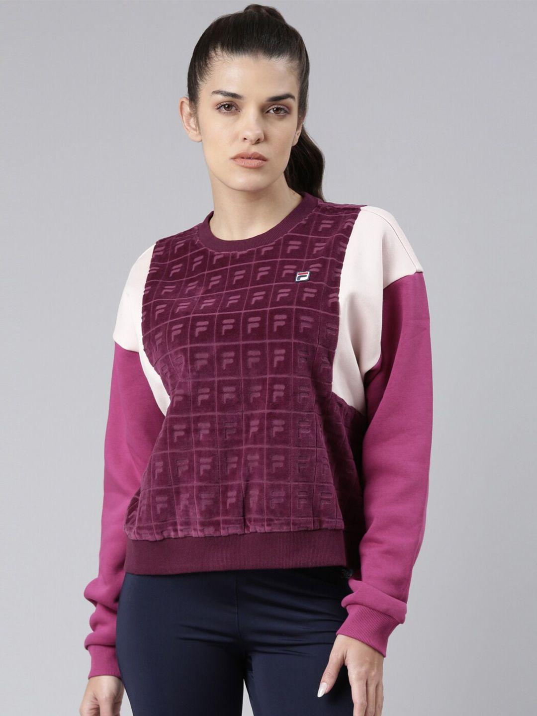 fila women maroon & pink printed t-shirt