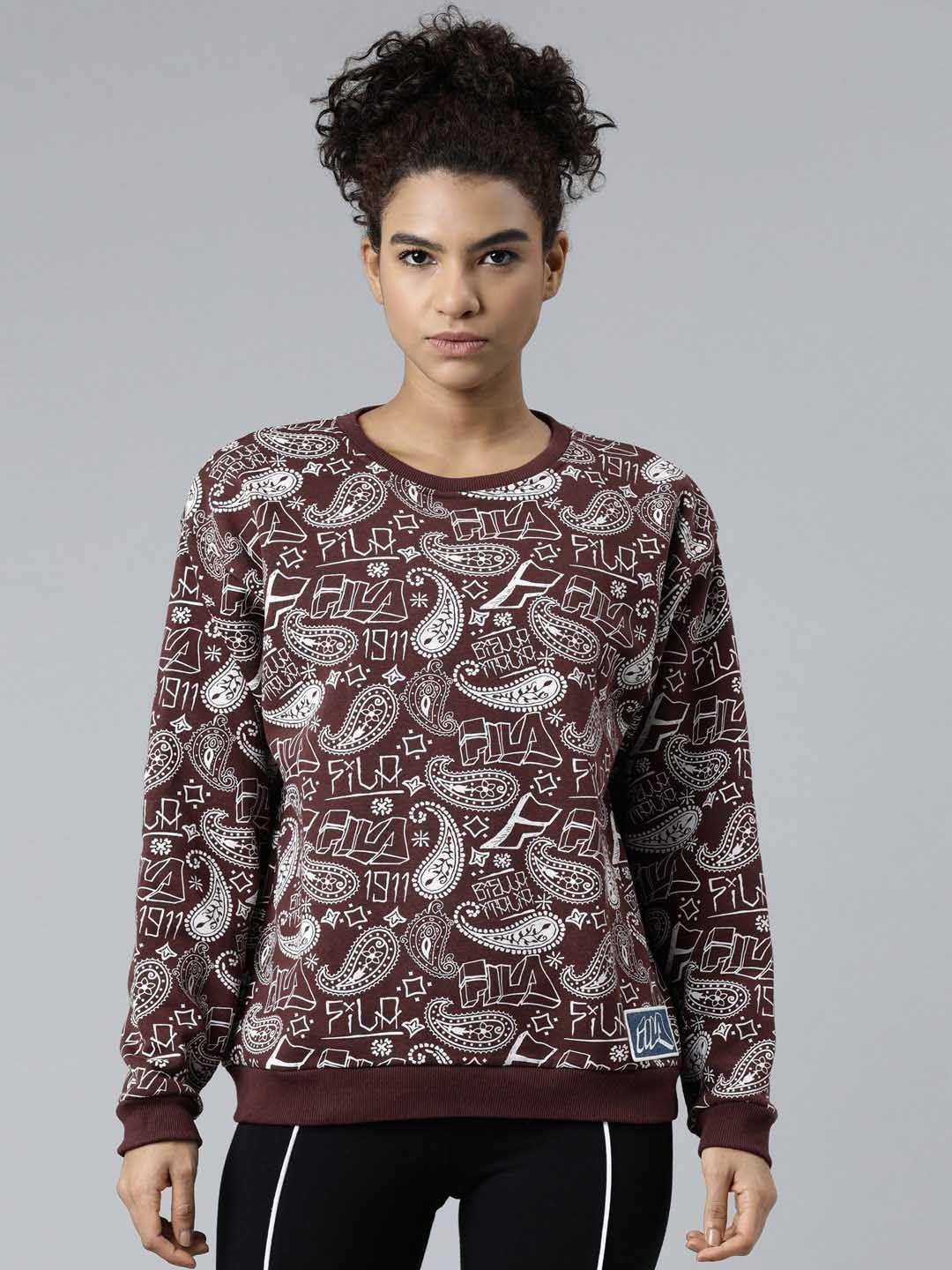 fila women maroon paisley printed sweatshirt