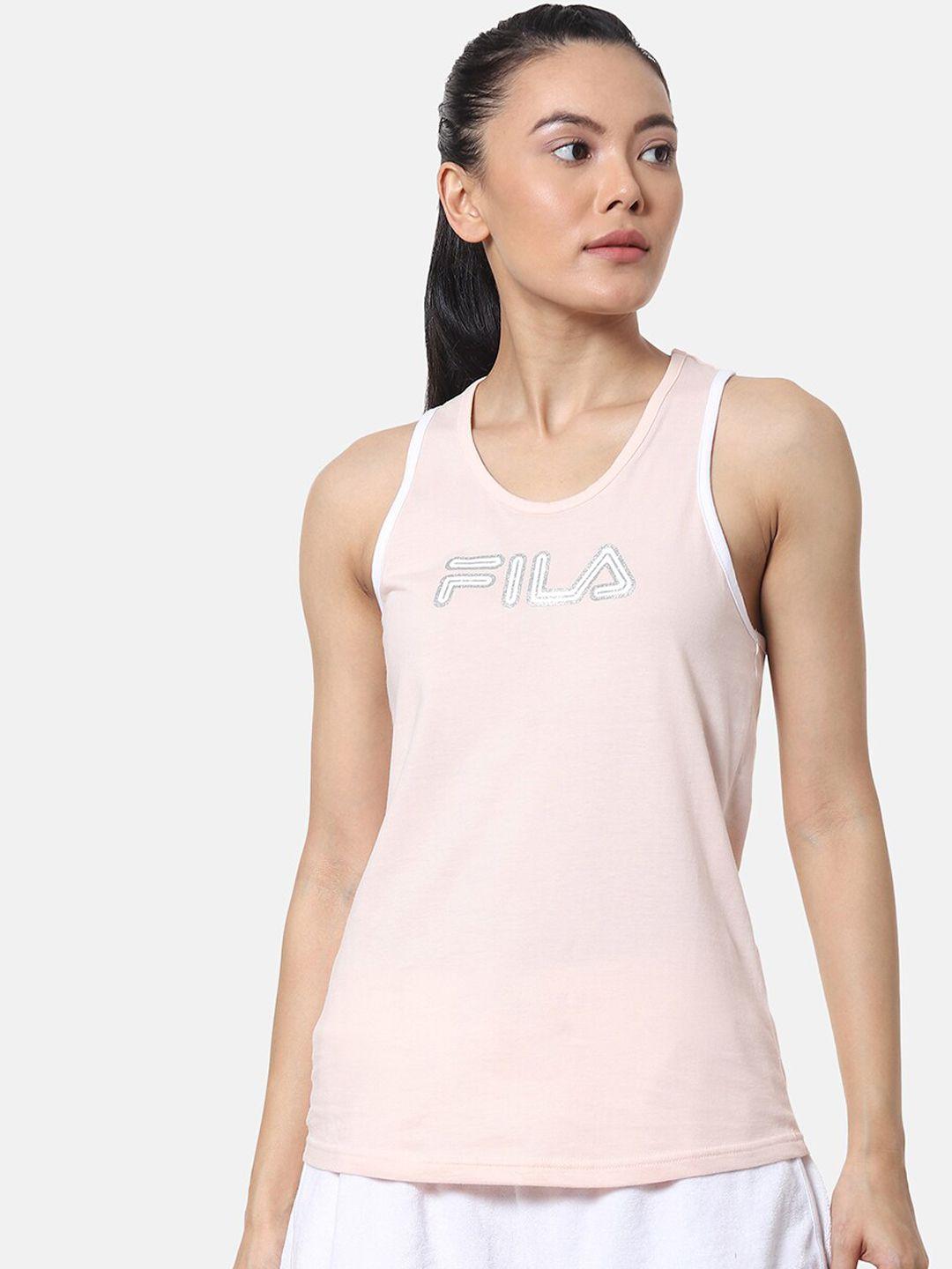 fila women pink printed scoop neck t-shirt