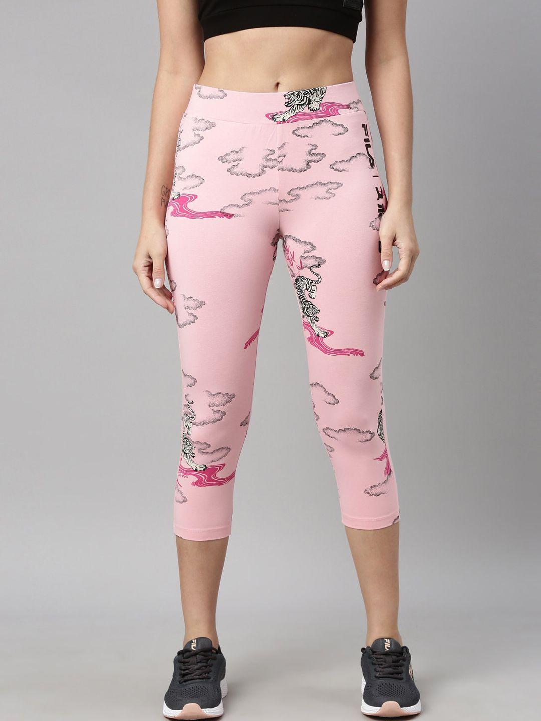 fila women pink printed tights