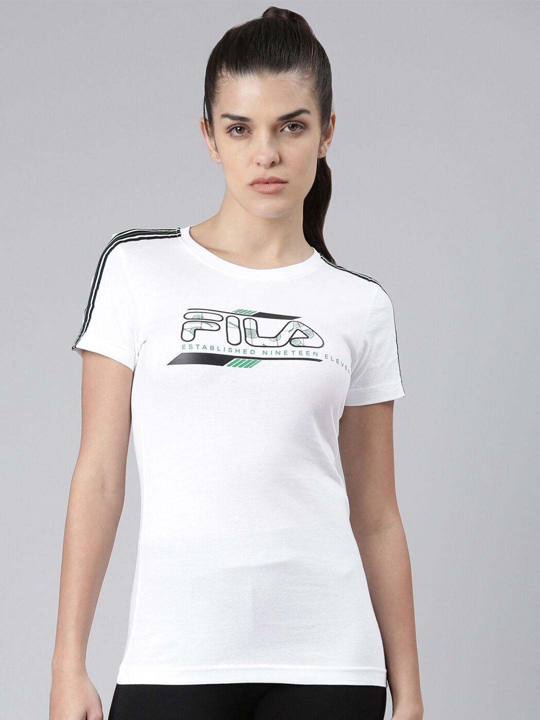 fila women white typography printed organic cotton t-shirt