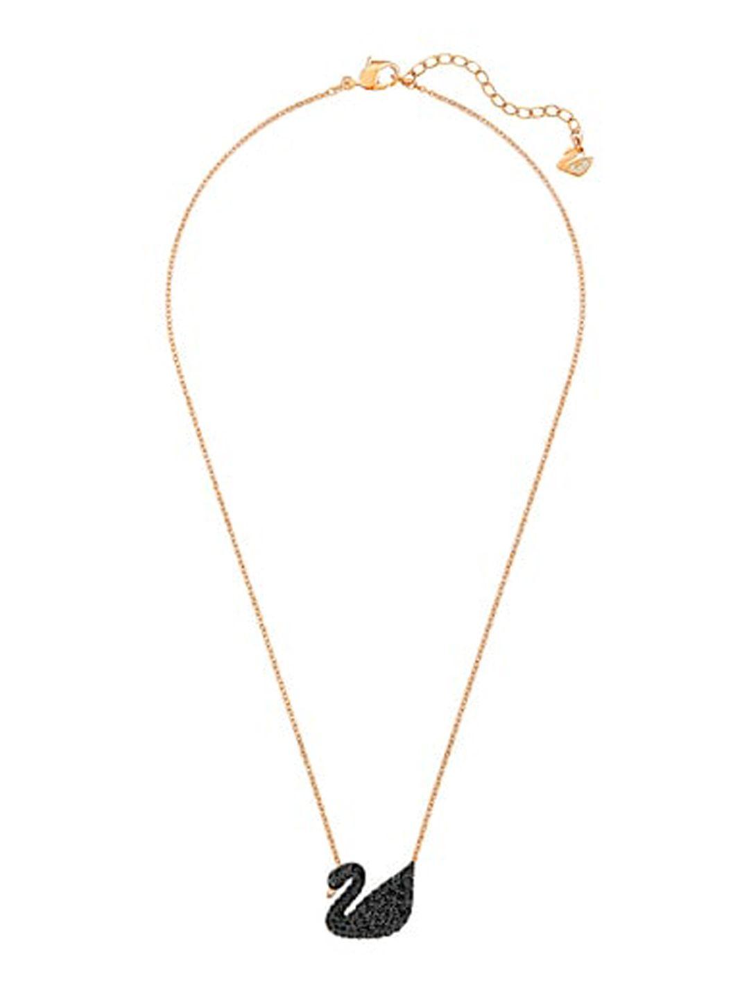 fimbul gold-plated stone studded small swan pendant chain